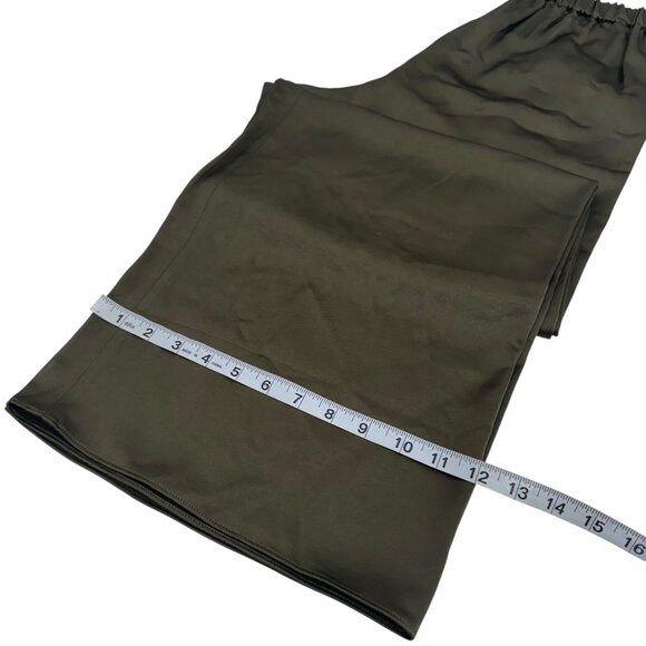 Jenni Kayne Dark Olive Silky Wide-Leg Elastic Waist Pants Women SZ Small Pull on - Picture 7 of 12